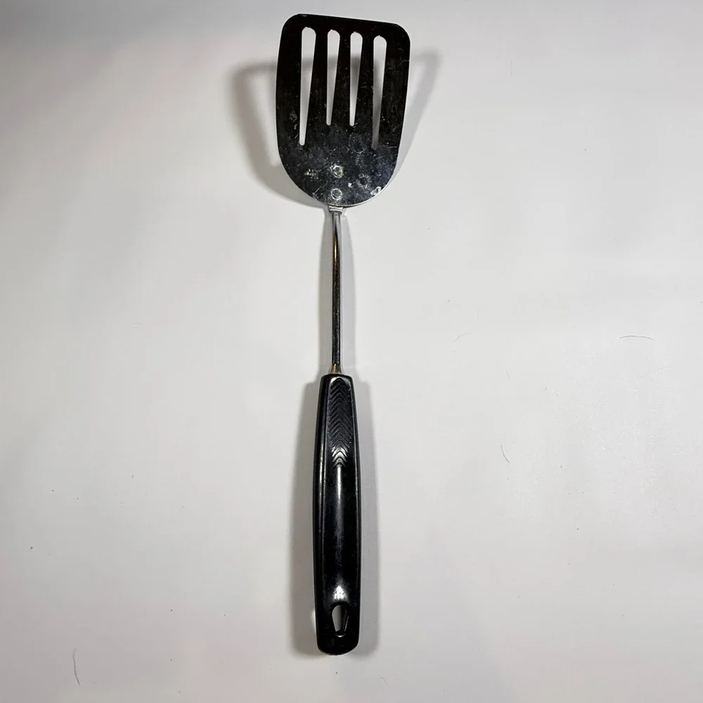 VTG Foley USA Spatula Four Slotted Turner Kitchen Tool Silver Black Chrome 12